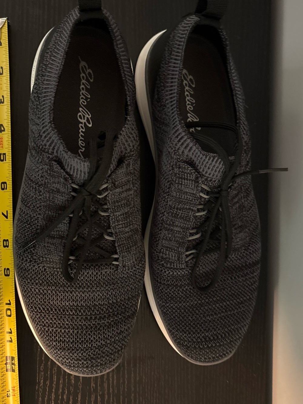 Eddie Bauer Men's Charcoal Knit Lace-Up Sneakers with White Sole